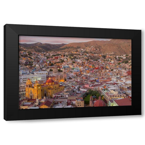 Mexico, Guanajuato Panoramic overview of city Black Modern Wood Framed Art Print by Paulson, Don