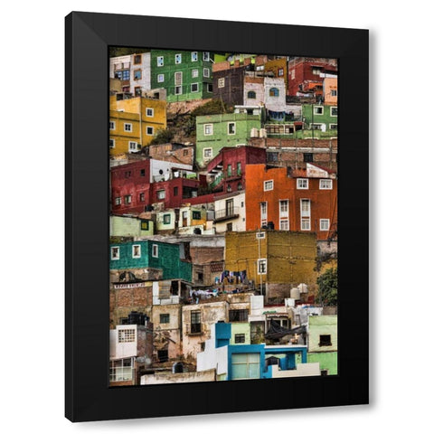 Mexico, Guanajuato Detail of homes on hillside Black Modern Wood Framed Art Print with Double Matting by Paulson, Don
