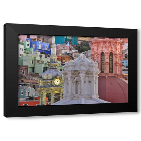 Mexico, Guanajuato Houses and church domes Black Modern Wood Framed Art Print by Paulson, Don