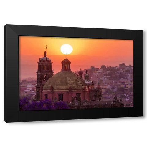 Mexico City overview at sunset Black Modern Wood Framed Art Print by Paulson, Don