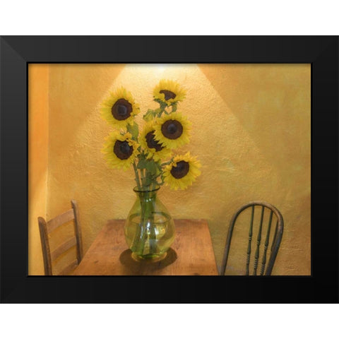 Mexico Sunflowers in vase on table Black Modern Wood Framed Art Print by Paulson, Don
