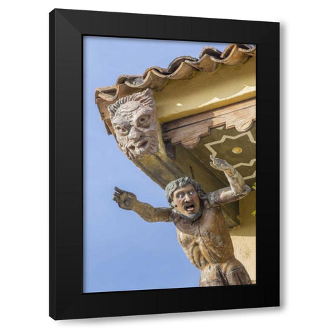 Mexico Gargoyle on building eave Black Modern Wood Framed Art Print by Paulson, Don