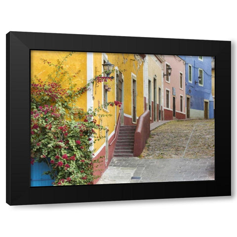 Mexico, Guanajuato View of street and buildings Black Modern Wood Framed Art Print by Paulson, Don