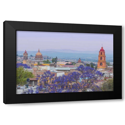 Mexico, San Miguel de Allende Jacaranda and city Black Modern Wood Framed Art Print by Paulson, Don