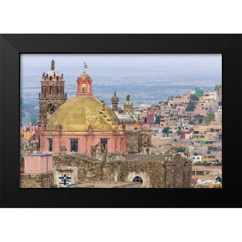Mexico Overview of church dome and city Black Modern Wood Framed Art Print by Paulson, Don