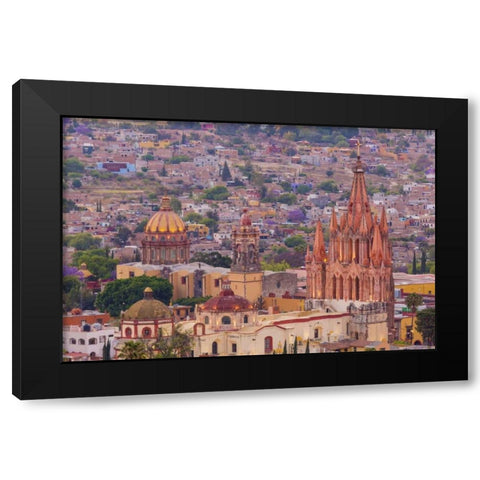 Mexico Overview of the Parroquia church and city Black Modern Wood Framed Art Print with Double Matting by Paulson, Don