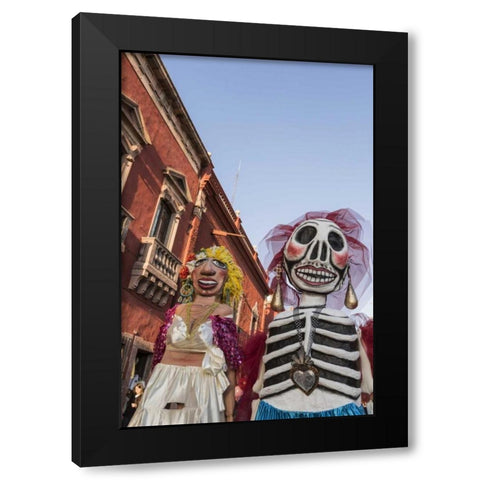 Mexico Puppets in Mojiganga music celebration Black Modern Wood Framed Art Print by Paulson, Don