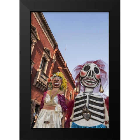 Mexico Puppets in Mojiganga music celebration Black Modern Wood Framed Art Print by Paulson, Don