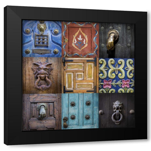 Mexico Collage of door details in city Black Modern Wood Framed Art Print by Paulson, Don