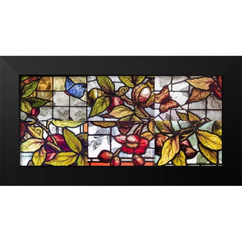 Mexico Religious stained glass in city Black Modern Wood Framed Art Print by Paulson, Don