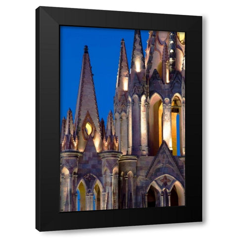 Mexico Parroquia de San Miguel Arcangel at night Black Modern Wood Framed Art Print with Double Matting by Rotenberg, Nancy