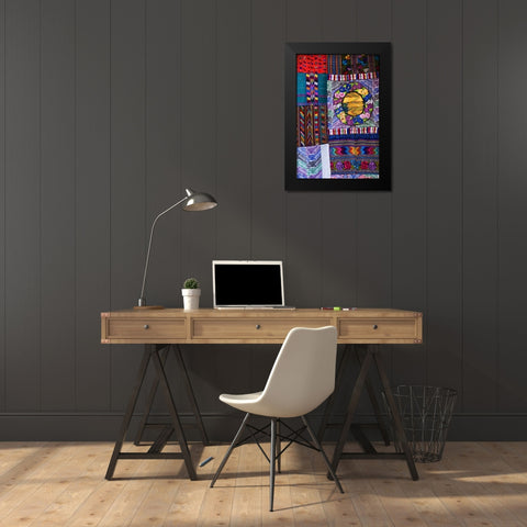 Mexico Display of colorful fabrics Black Modern Wood Framed Art Print by Rotenberg, Nancy