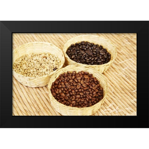 Mexico, Sierra Madre Baskets of coffee beans Black Modern Wood Framed Art Print by Ross, Steve