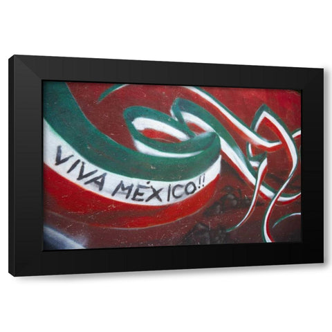 Mexico Mural with the Mexican Flag Black Modern Wood Framed Art Print by Ross, Steve