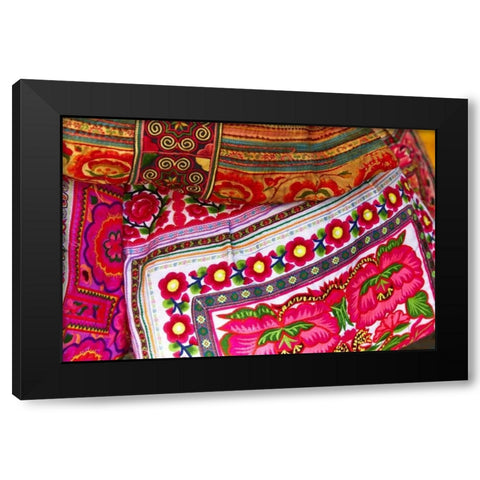 Mexico, Jalisco Textiles for sale at market Black Modern Wood Framed Art Print by Ross, Steve
