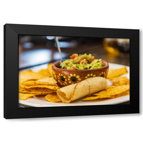 San Ignacio- Mulege- Baja California Sur- Mexico. Chips and guacamole in a cafe in San Ignacio. Black Modern Wood Framed Art Print with Double Matting by Wilson, Emily M.