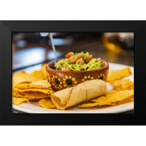 San Ignacio- Mulege- Baja California Sur- Mexico. Chips and guacamole in a cafe in San Ignacio. Black Modern Wood Framed Art Print by Wilson, Emily M.