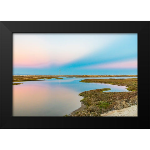 Guerrero Negro- Mulege- Baja California Sur- Mexico. Salt ponds at sunset. Black Modern Wood Framed Art Print by Wilson, Emily M.
