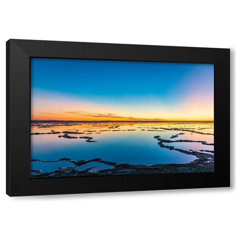 Guerrero Negro- Mulege- Baja California Sur- Mexico. Salt ponds at sunset. Black Modern Wood Framed Art Print with Double Matting by Wilson, Emily M.