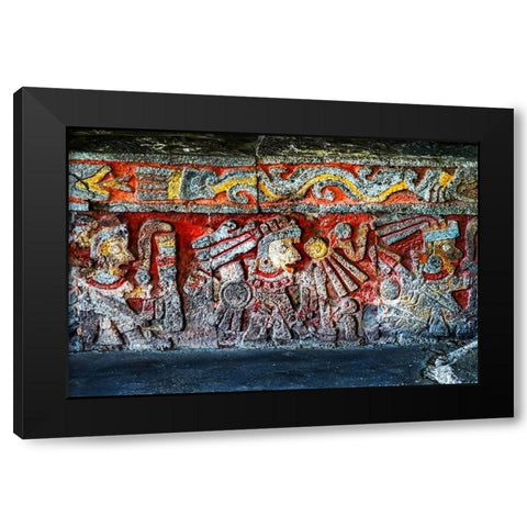 Ancient Carvings Aztec Eagle Warriors Palace-Templo Mayor-Mexico City-Mexico  Black Modern Wood Framed Art Print with Double Matting by Perry, William