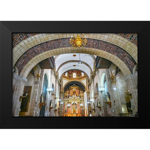 Arch entrance Basilica Altar Santo Domingo Church-Mexico City-Mexico Black Modern Wood Framed Art Print by Perry, William
