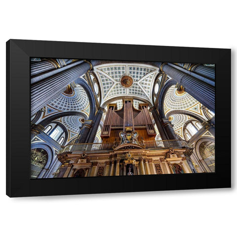 Organ Basilica ceiling Cathedral Puebla-Mexico Built in 15 to 1600s Black Modern Wood Framed Art Print by Perry, William