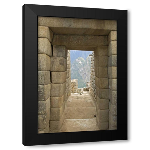 Peru, Machu Picchu, Double-jamb doorway entrance Black Modern Wood Framed Art Print with Double Matting by Kirkland, Dennis