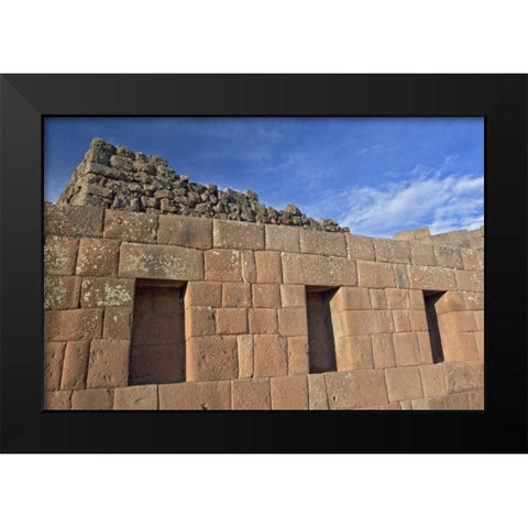 Peru, Pisac, Inca ruins Black Modern Wood Framed Art Print by Kirkland, Dennis