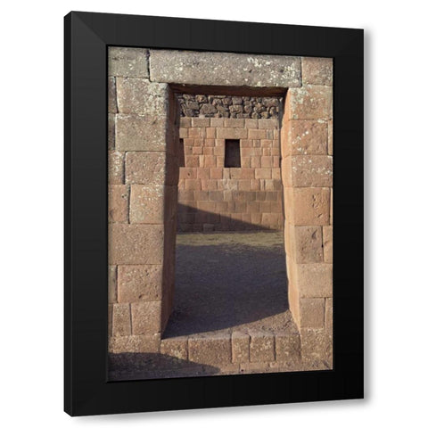 Peru, Pisac, Inca ruins Black Modern Wood Framed Art Print by Kirkland, Dennis