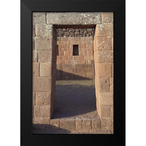 Peru, Pisac, Inca ruins Black Modern Wood Framed Art Print by Kirkland, Dennis