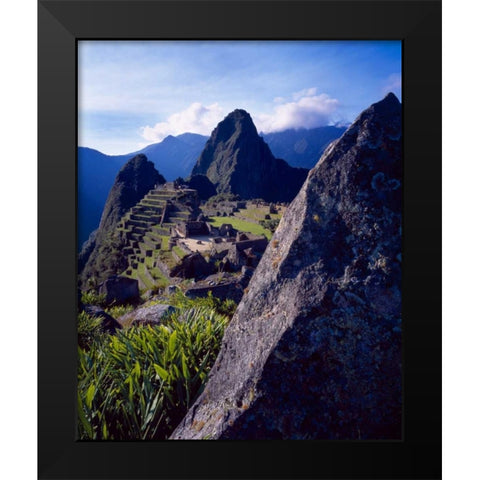 Peru, Andes Mountains Ruins of Machu Picchu Black Modern Wood Framed Art Print by Zuckerman, Jim