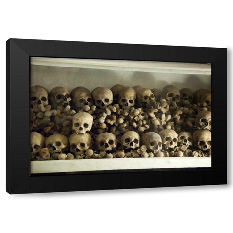 Peru, Lima Skulls and bones in the crypt Black Modern Wood Framed Art Print with Double Matting by Kaveney, Wendy