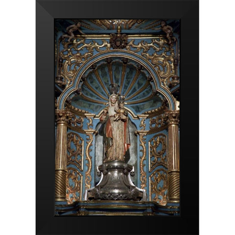 Statue of Mary in Basilica Cathedral, Lima, Peru Black Modern Wood Framed Art Print by Kaveney, Wendy