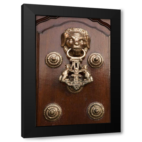 Peru, Lima Door knocker on Basilica Cathedral Black Modern Wood Framed Art Print by Kaveney, Wendy