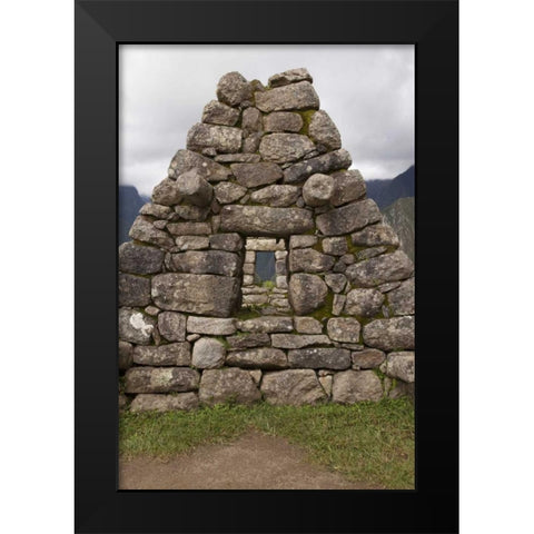 Peru, Machu Picchu Aligned windows in ruins Black Modern Wood Framed Art Print by Kaveney, Wendy