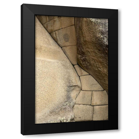 Peru, Machu Picchu Temple of the Sun stonework Black Modern Wood Framed Art Print with Double Matting by Kaveney, Wendy