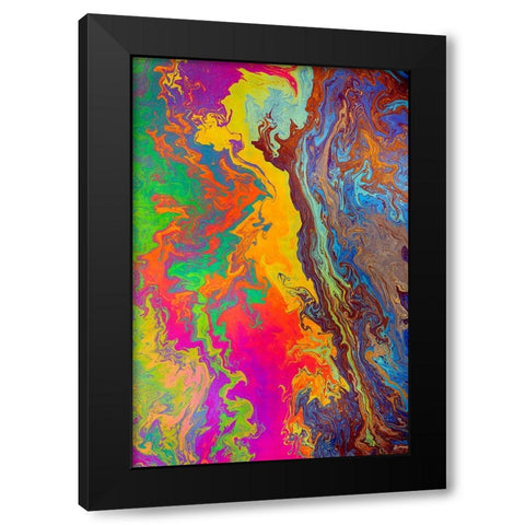 Abstract pattern in oil spilled in small stream-Costa Rica Black Modern Wood Framed Art Print with Double Matting by Jones, Adam