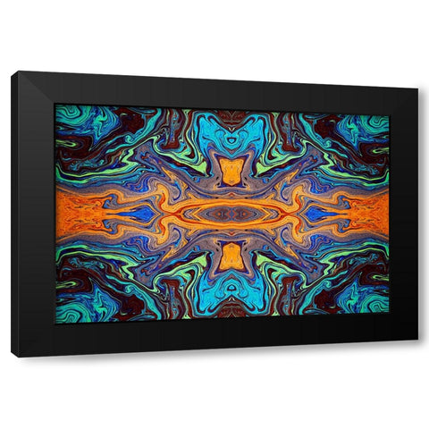 Abstract rainbow pattern of colors in oil spilled in small stream-Costa Rica Black Modern Wood Framed Art Print by Jones, Adam