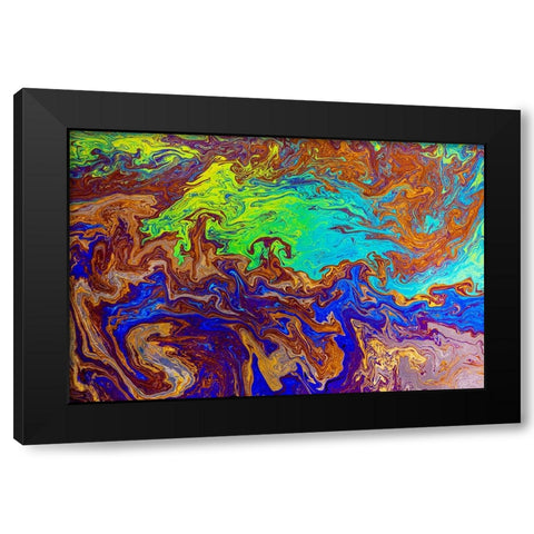 Abstract pattern in oil spilled in small stream-Costa Rica Black Modern Wood Framed Art Print with Double Matting by Jones, Adam
