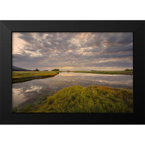 Sunrise on slough of Silver Salmon Creek-Lake Clark National Park and Preserve-Alaska Black Modern Wood Framed Art Print by Jones, Adam