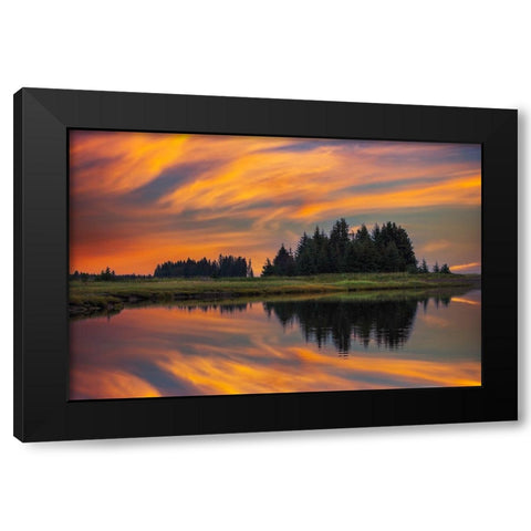 Sunrise on slough of Silver Salmon Creek-Lake Clark National Park and Preserve-Alaska Black Modern Wood Framed Art Print by Jones, Adam