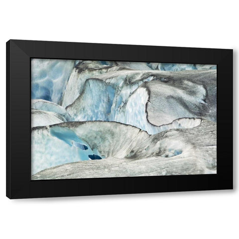 AK, Inside Passage Glacier patterns and blue ice Black Modern Wood Framed Art Print by Rotenberg, Nancy