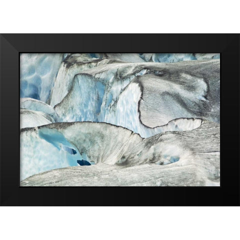 AK, Inside Passage Glacier patterns and blue ice Black Modern Wood Framed Art Print by Rotenberg, Nancy