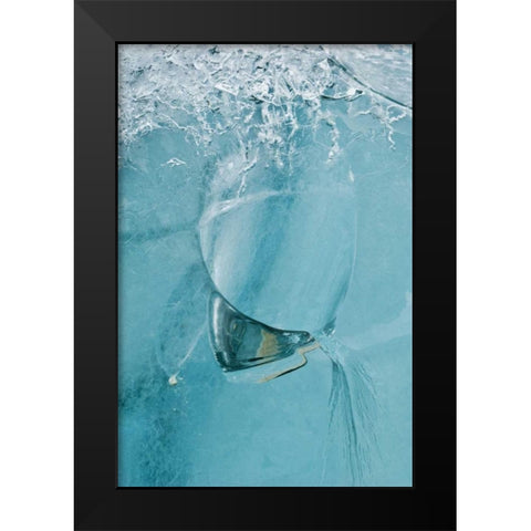 AK, Inside Passage Pattern in ice on glacier Black Modern Wood Framed Art Print by Rotenberg, Nancy