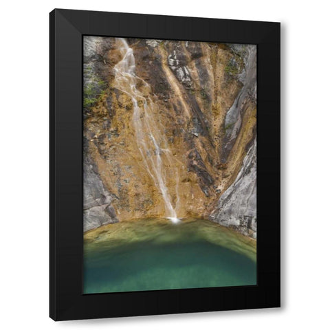 AK, Alsek River Valley Waterfall forms pool Black Modern Wood Framed Art Print with Double Matting by Paulson, Don