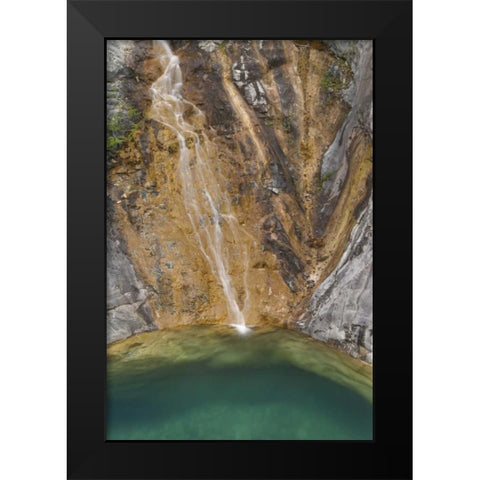 AK, Alsek River Valley Waterfall forms pool Black Modern Wood Framed Art Print by Paulson, Don