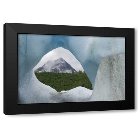 Alaska, Alsek Lake Mountain framed by iceberg Black Modern Wood Framed Art Print with Double Matting by Paulson, Don