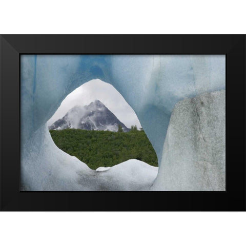 Alaska, Alsek Lake Mountain framed by iceberg Black Modern Wood Framed Art Print by Paulson, Don