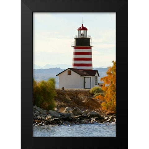 AZ, Lake Havasu City West Quoddy Lighthouse Black Modern Wood Framed Art Print by Lord, Fred