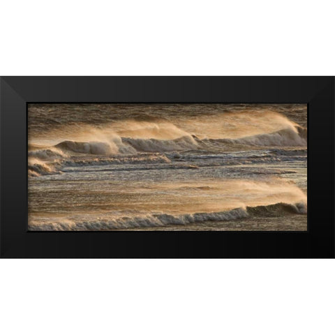 AK, Kachemak Bay Breaking waves at sunset Black Modern Wood Framed Art Print by Grall, Don
